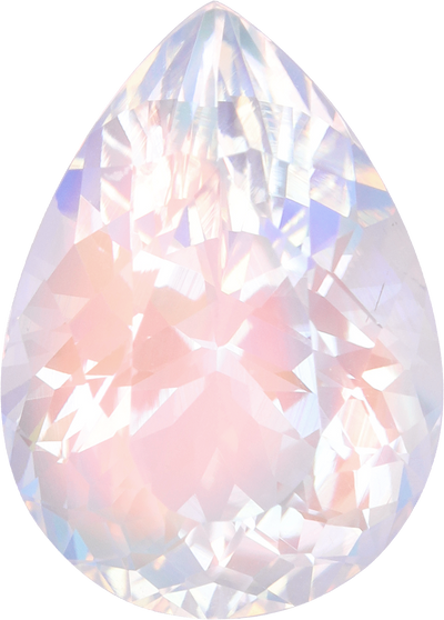Pear cut rainbow moonstone, 14.92 by 10.57 mm, shown at actual size