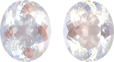 Oval cut rainbow moonstone, 11.54 by 9.52 mm, shown at actual size