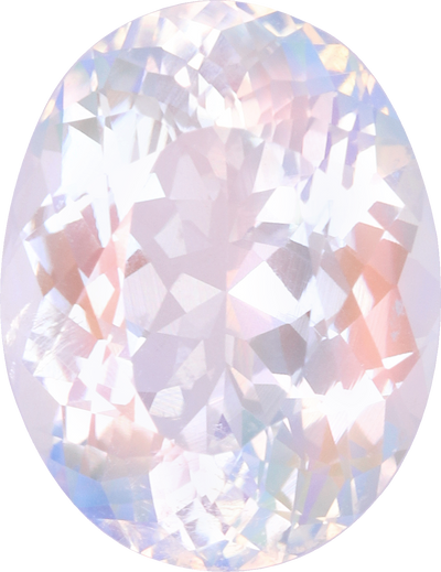 Oval cut rainbow moonstone, 13.44 by 10.46 mm, shown at actual size