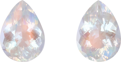 Pear cut rainbow moonstone, 12.16 by 8.85 mm, shown at actual size