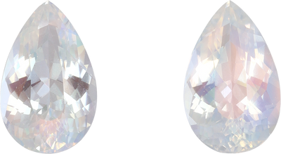 Pear cut rainbow moonstone, 11.83 by 7.55 mm, shown at actual size