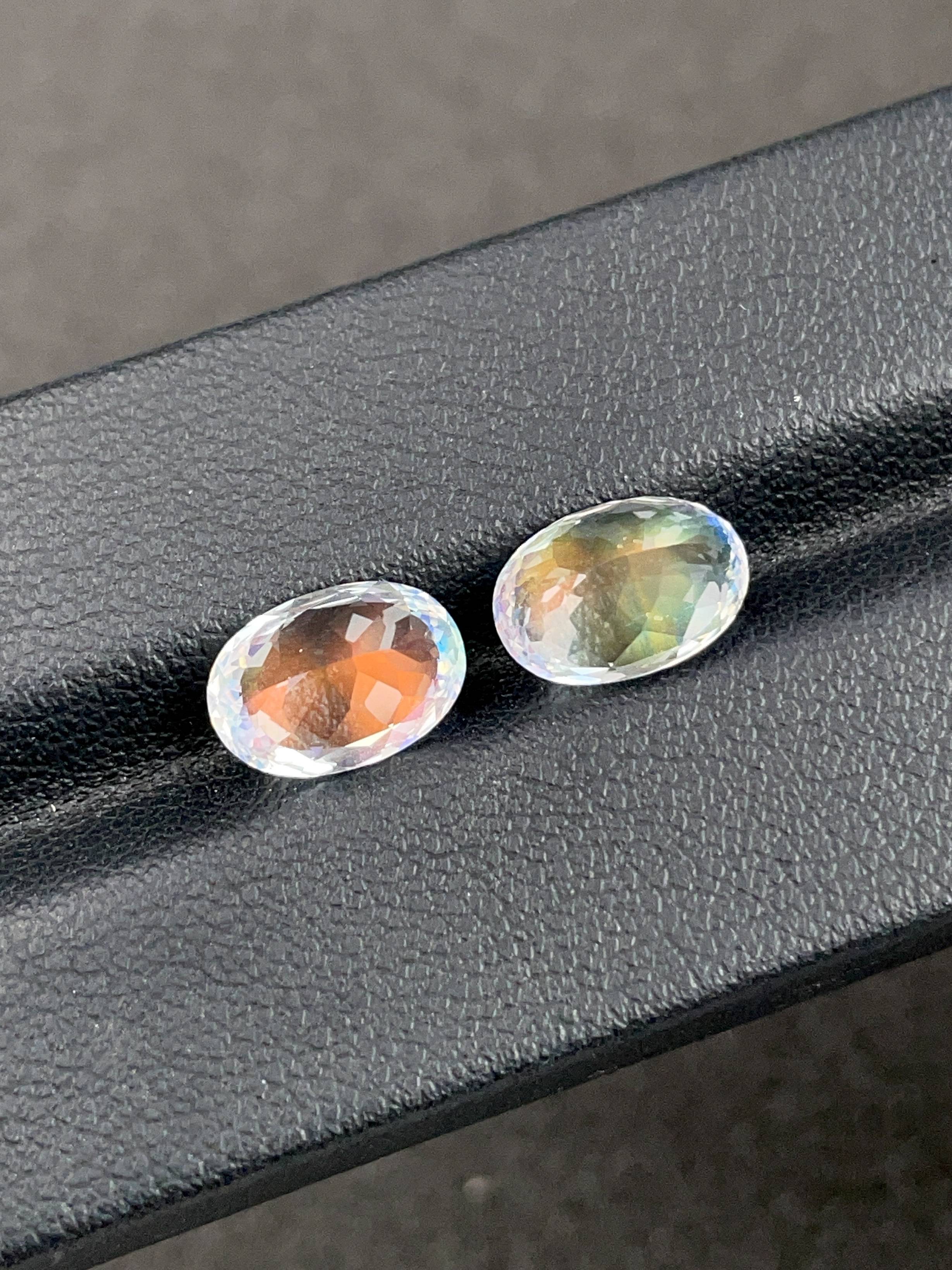 mixed colour rainbow moonstone, 4.57ct oval cut — view 6