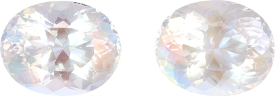 Oval cut rainbow moonstone, 10.16 by 8.07 mm, shown at actual size