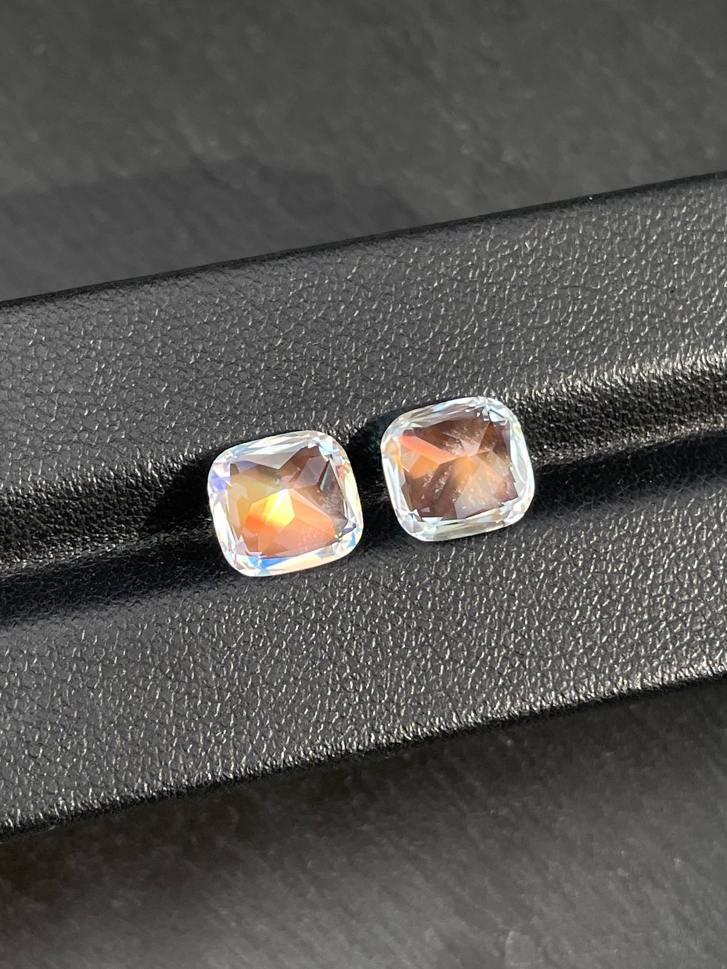 mixed colour rainbow moonstone, 5.65ct cushion cut — view 6