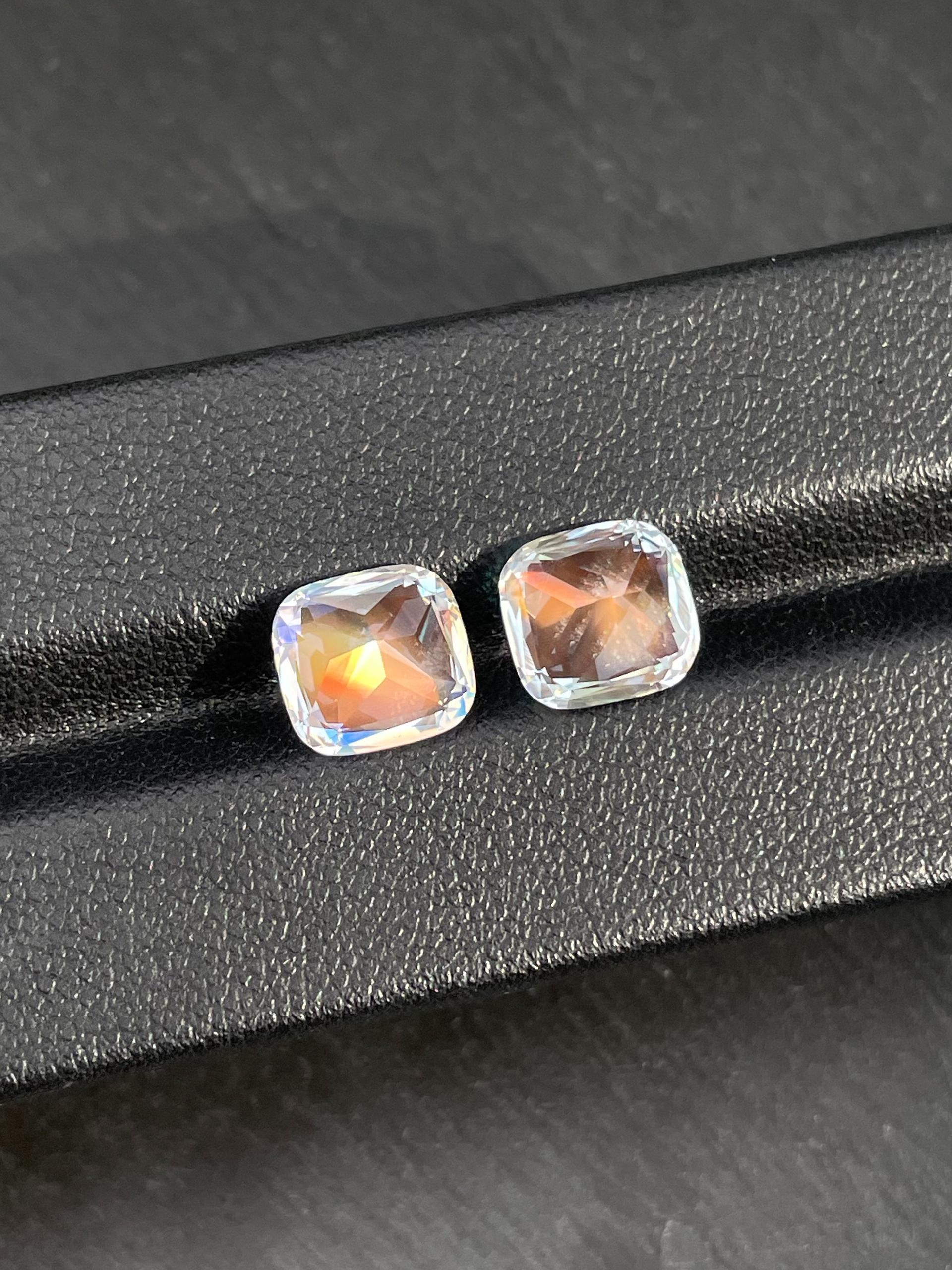 mixed colour rainbow moonstone, 5.65ct cushion cut — view 6