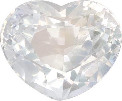 Heart cut rainbow moonstone, 10.91 by 9.03 mm, shown at actual size