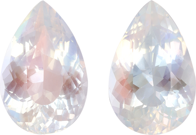 Pear cut rainbow moonstone, 14.21 by 9.32 mm, shown at actual size