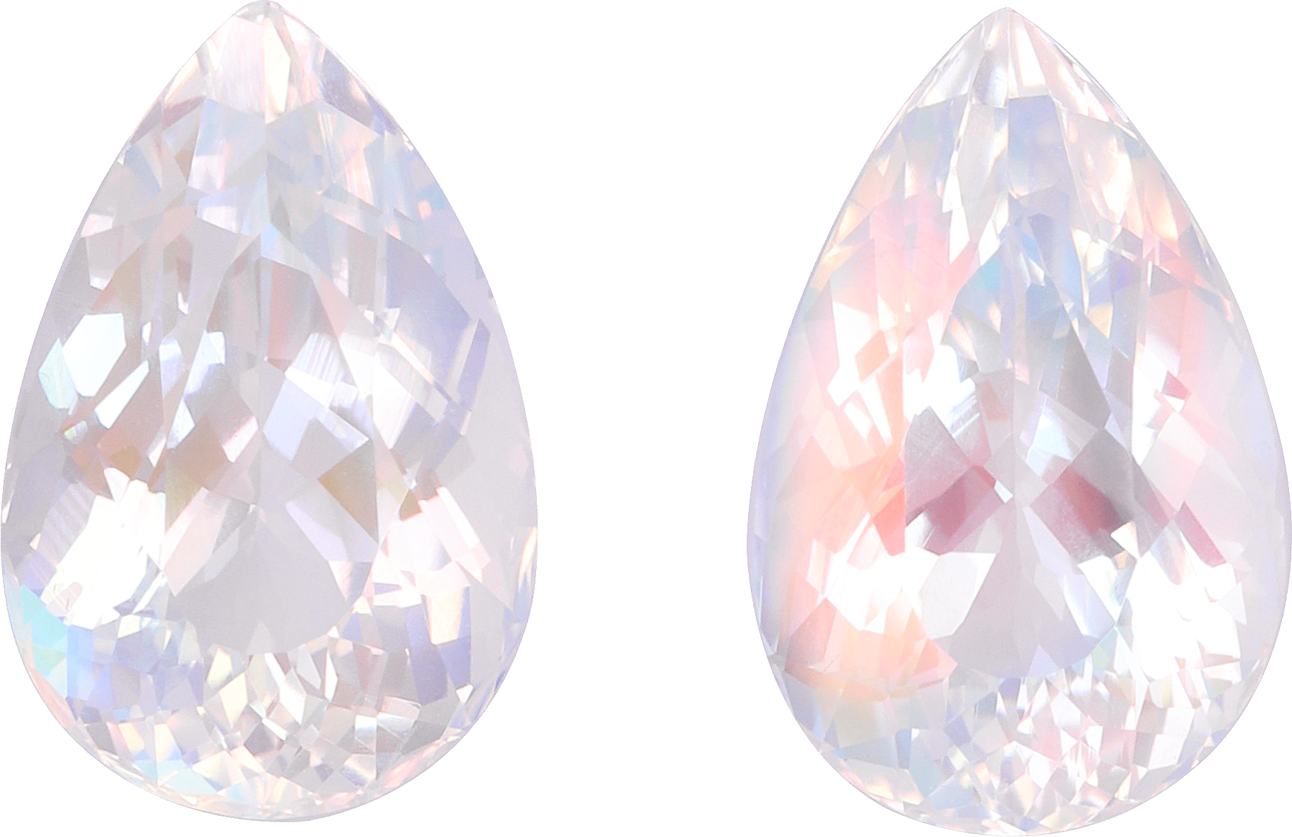 Pear cut rainbow moonstone, 12.39 by 7.97 mm, shown at actual size