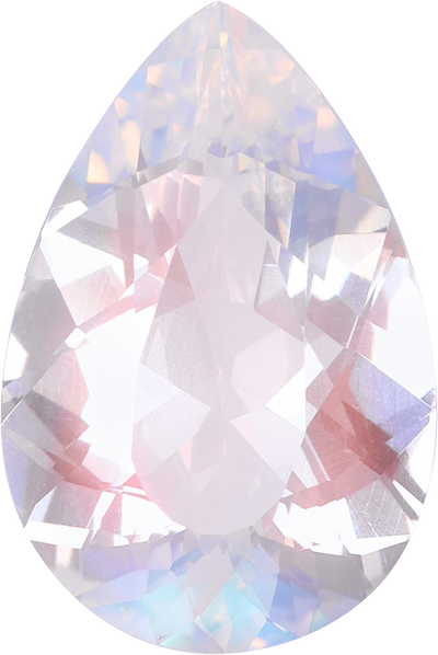 Pear cut rainbow moonstone, 13.66 by 9.06 mm, shown at actual size