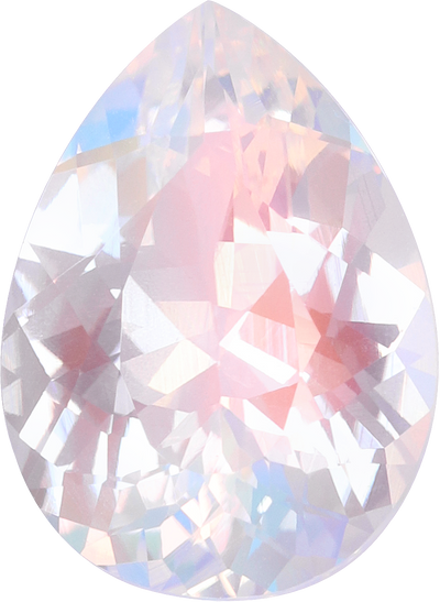 Pear cut rainbow moonstone, 11.98 by 8.76 mm, shown at actual size