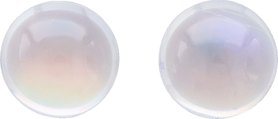 Round cut rainbow moonstone, 8.45 by 8.41 mm, shown at actual size