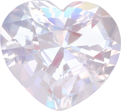 Heart cut rainbow moonstone, 8.27 by 7.59 mm, shown at actual size
