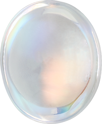 Oval cut rainbow moonstone, 14.02 by 11.48 mm, shown at actual size
