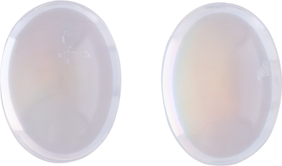 Oval cut rainbow moonstone, 12.38 by 9.2 mm, shown at actual size