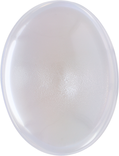 Oval cut rainbow moonstone, 12.29 by 9.36 mm, shown at actual size