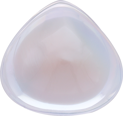 Pear cut rainbow moonstone, 10.32 by 9.72 mm, shown at actual size