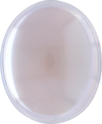 Oval cut rainbow moonstone, 13.37 by 11.12 mm, shown at actual size