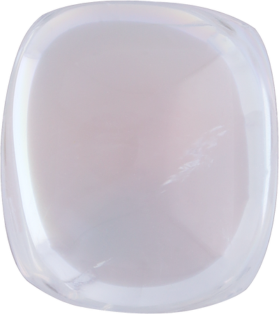Cushion cut rainbow moonstone, 10.34 by 9.21 mm, shown at actual size