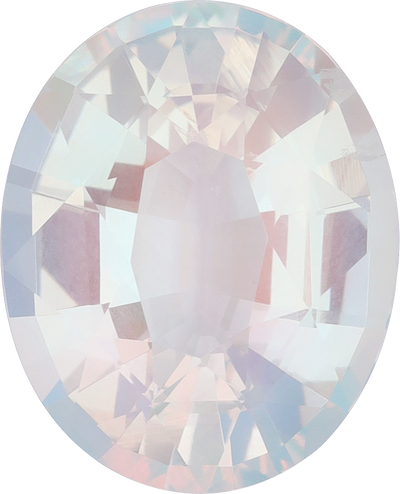 Unknown cut rainbow moonstone, 15.48 by 12.5 mm, shown at actual size