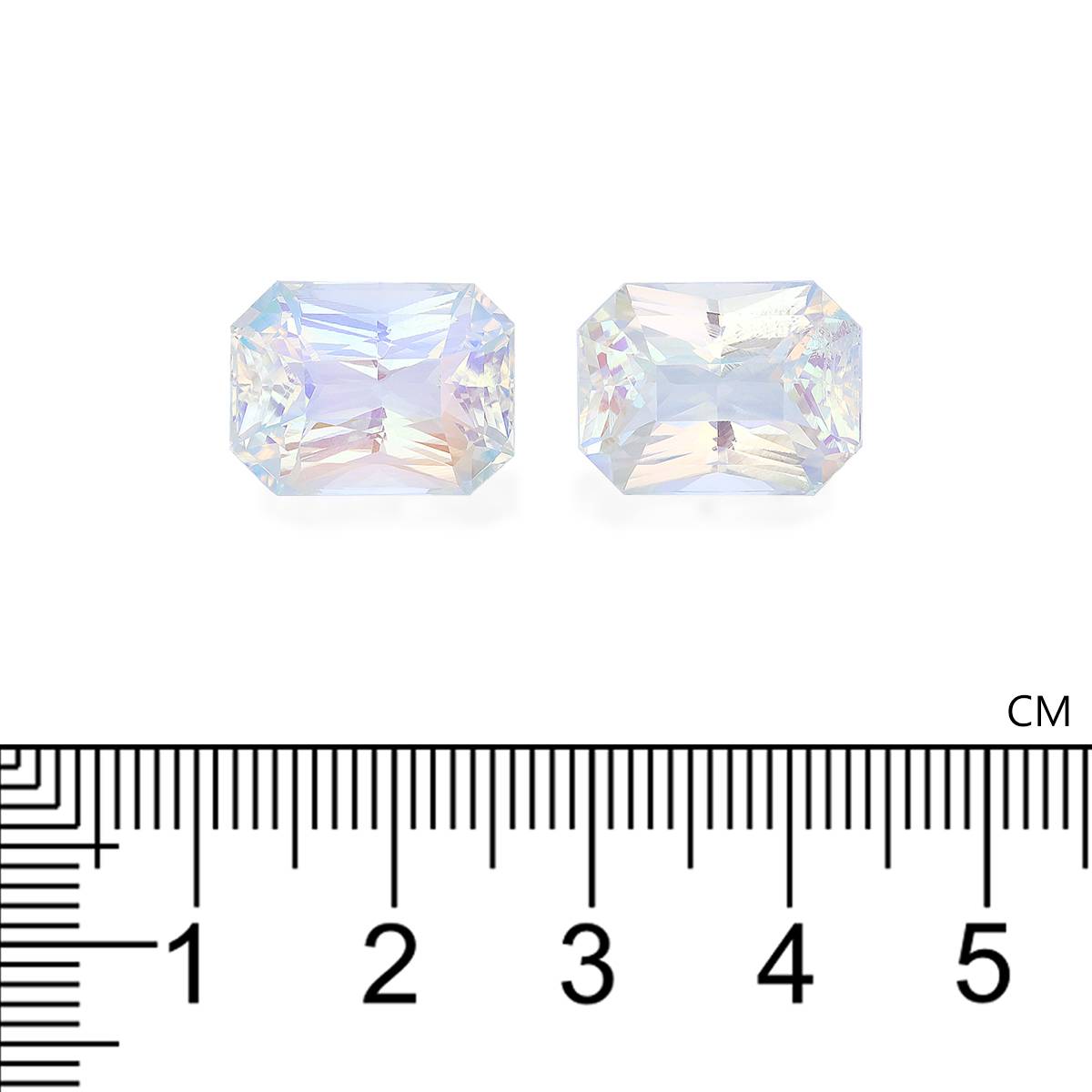 white rainbow moonstone, 21.74ct rectangular cut — view 4