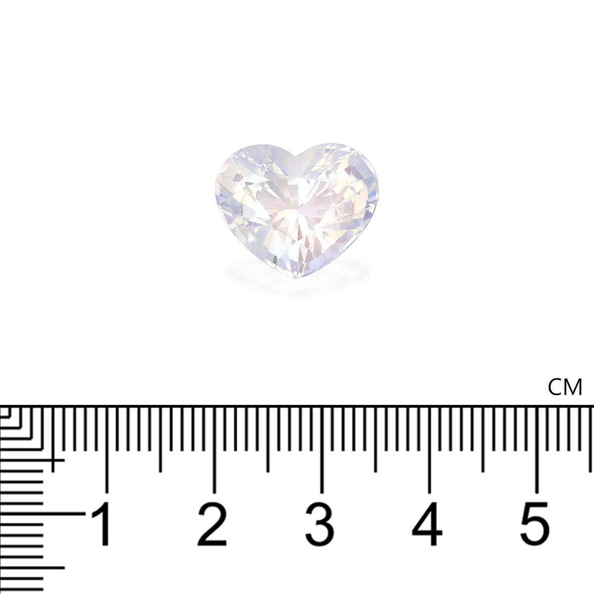 white rainbow moonstone, 9.62ct heart cut — view 4