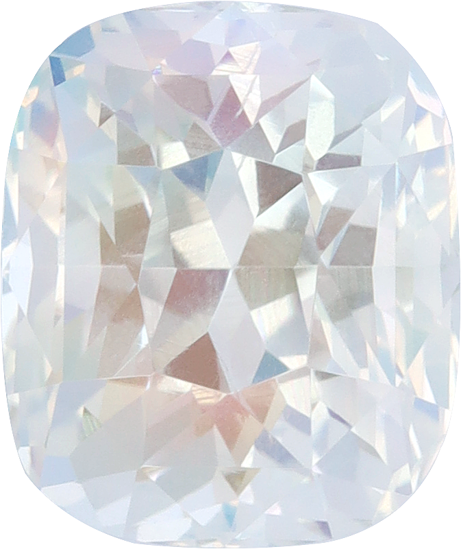 Heart cut rainbow moonstone, 10.97 by 9.22 mm, shown at actual size