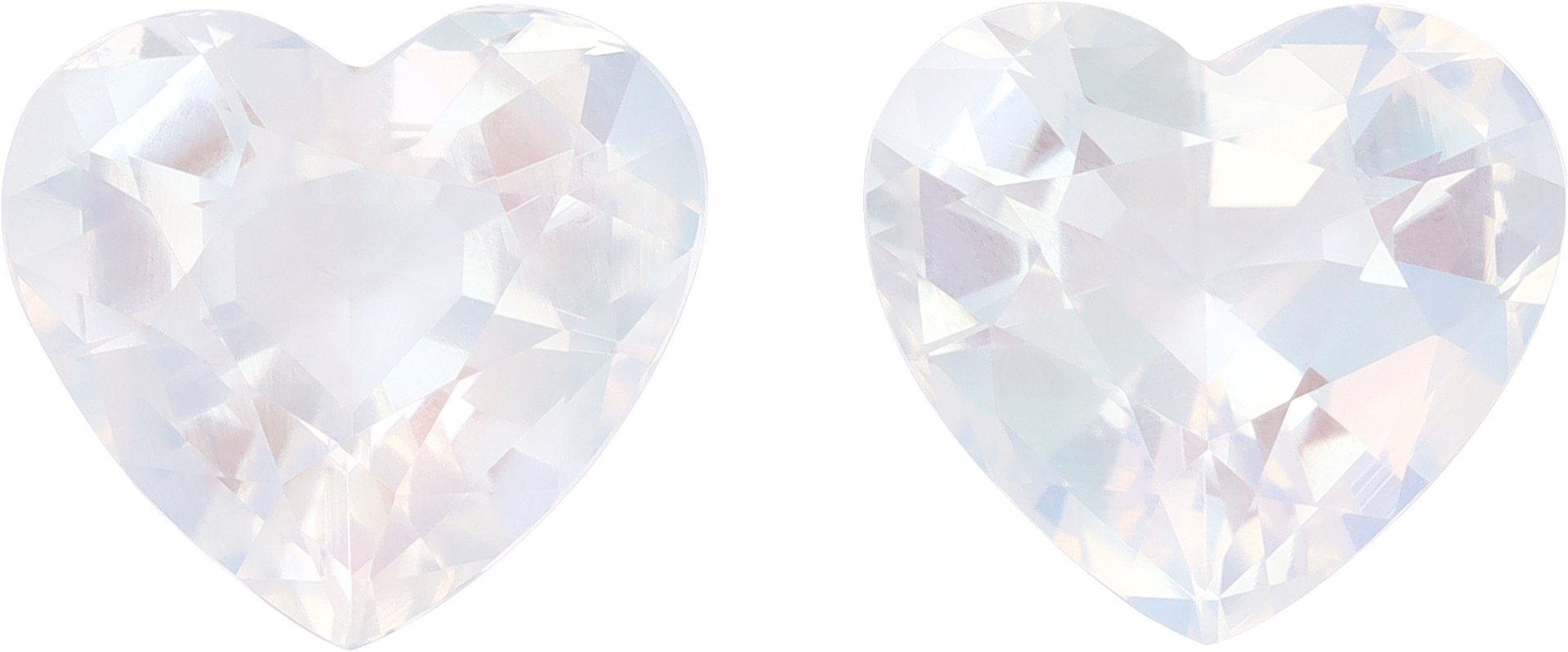 Heart cut rainbow moonstone, 11.45 by 10.47 mm, shown at actual size