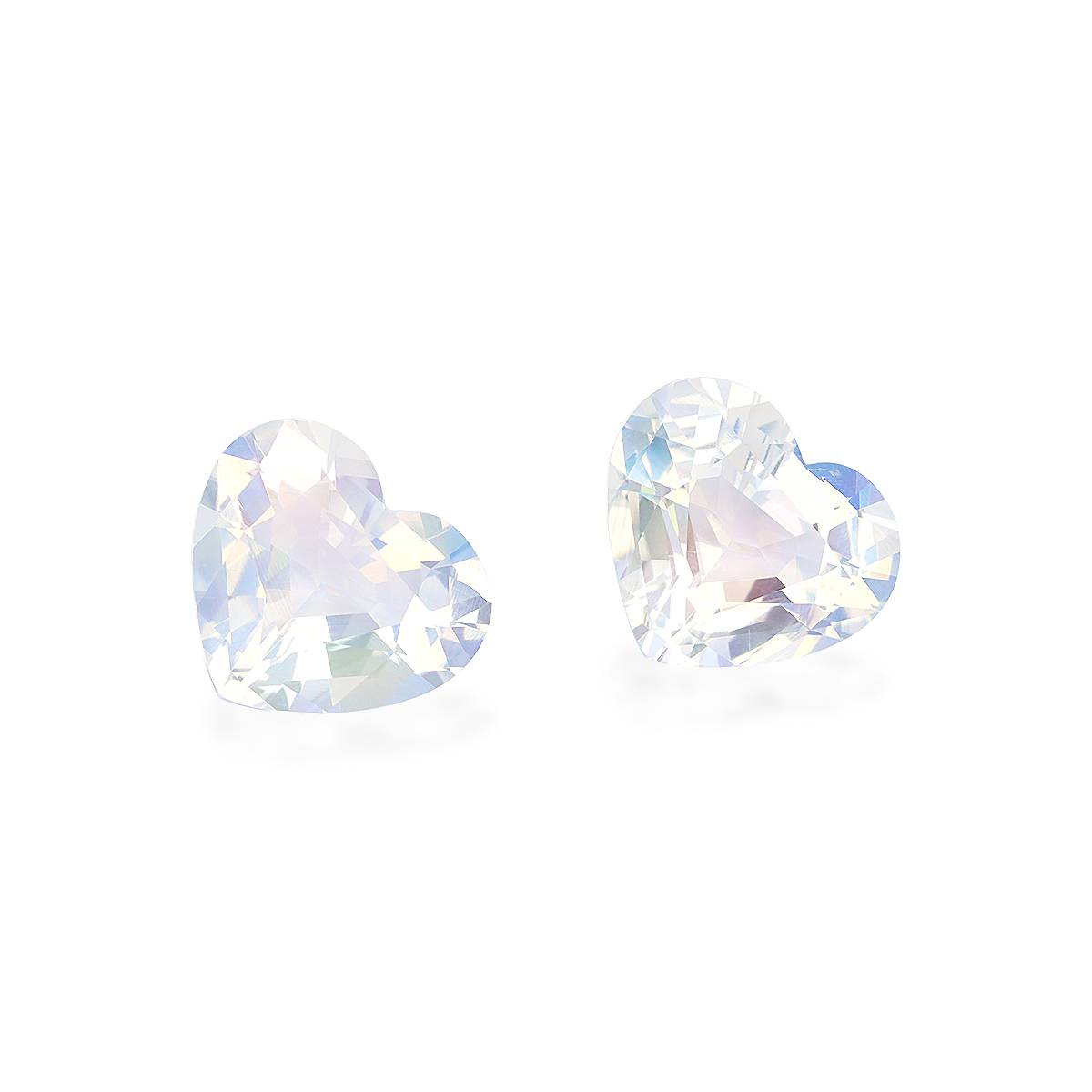 white rainbow moonstone, 9.44ct heart cut — view 3