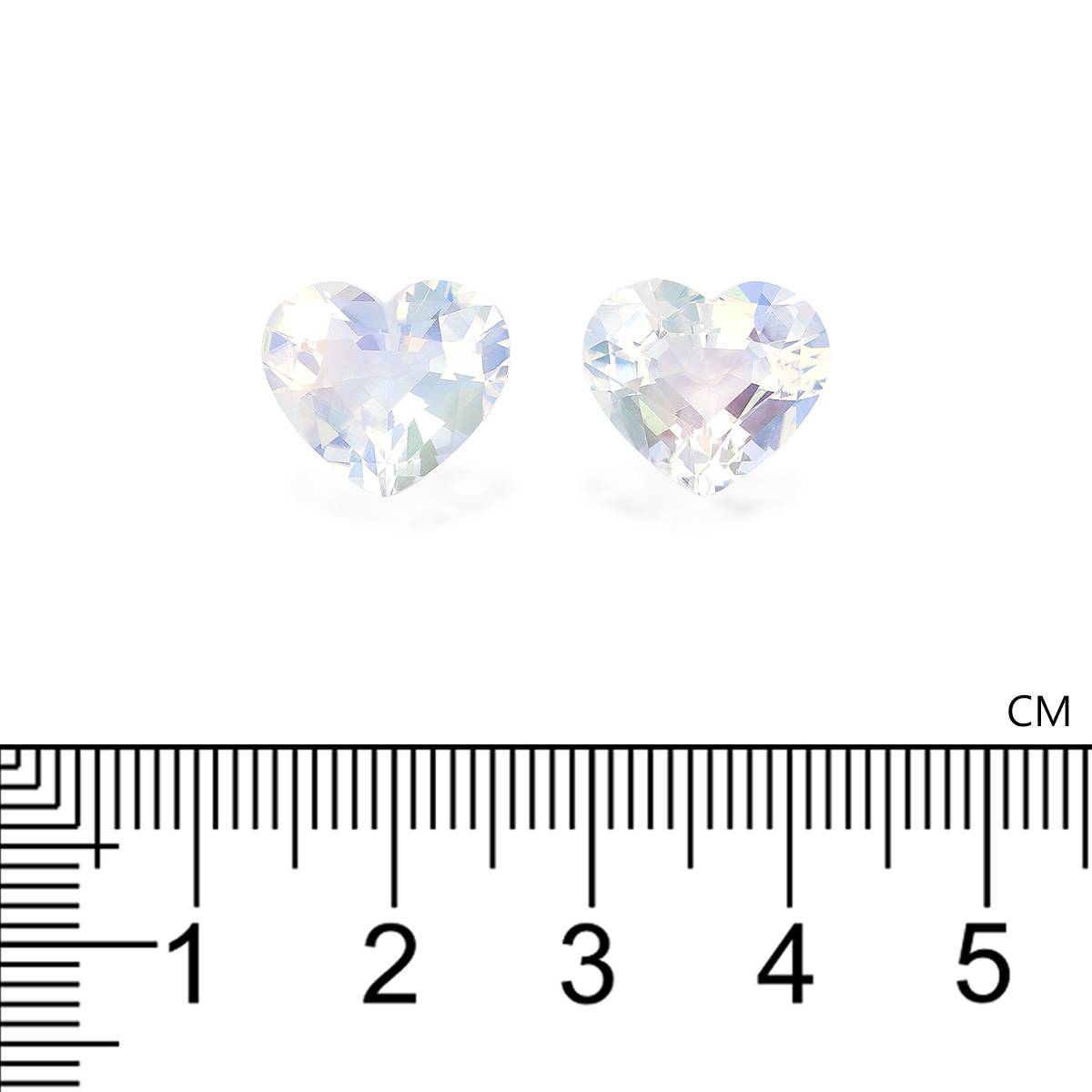 white rainbow moonstone, 9.44ct heart cut — view 4