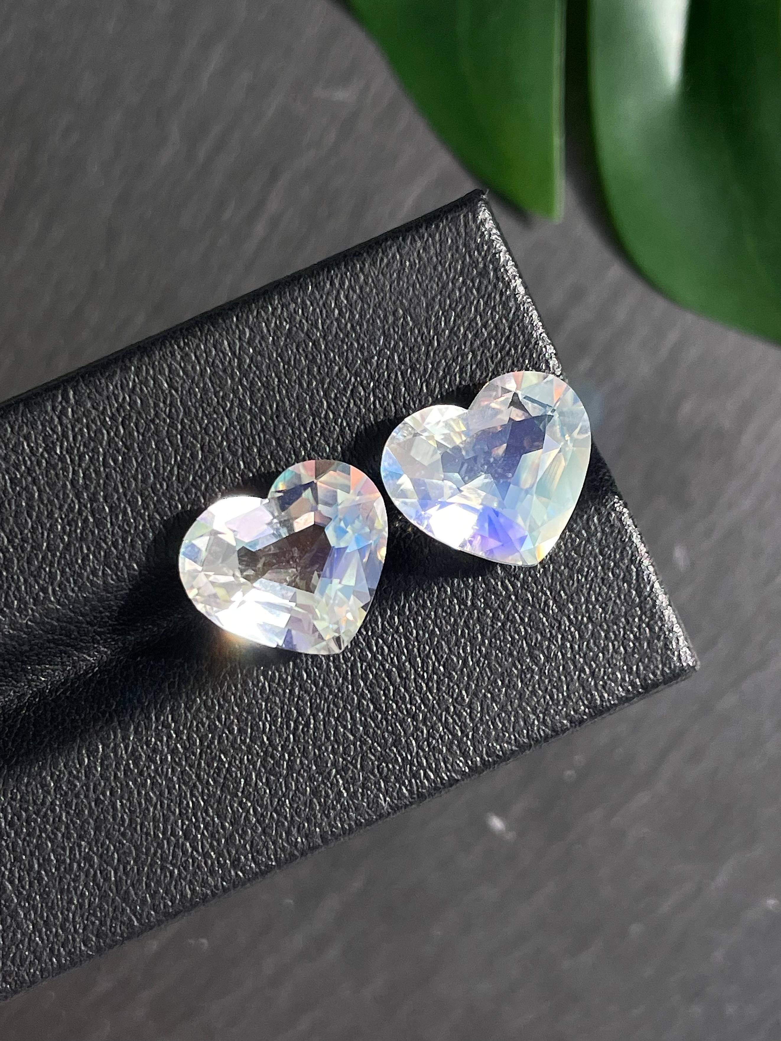 white rainbow moonstone, 9.44ct heart cut — view 5