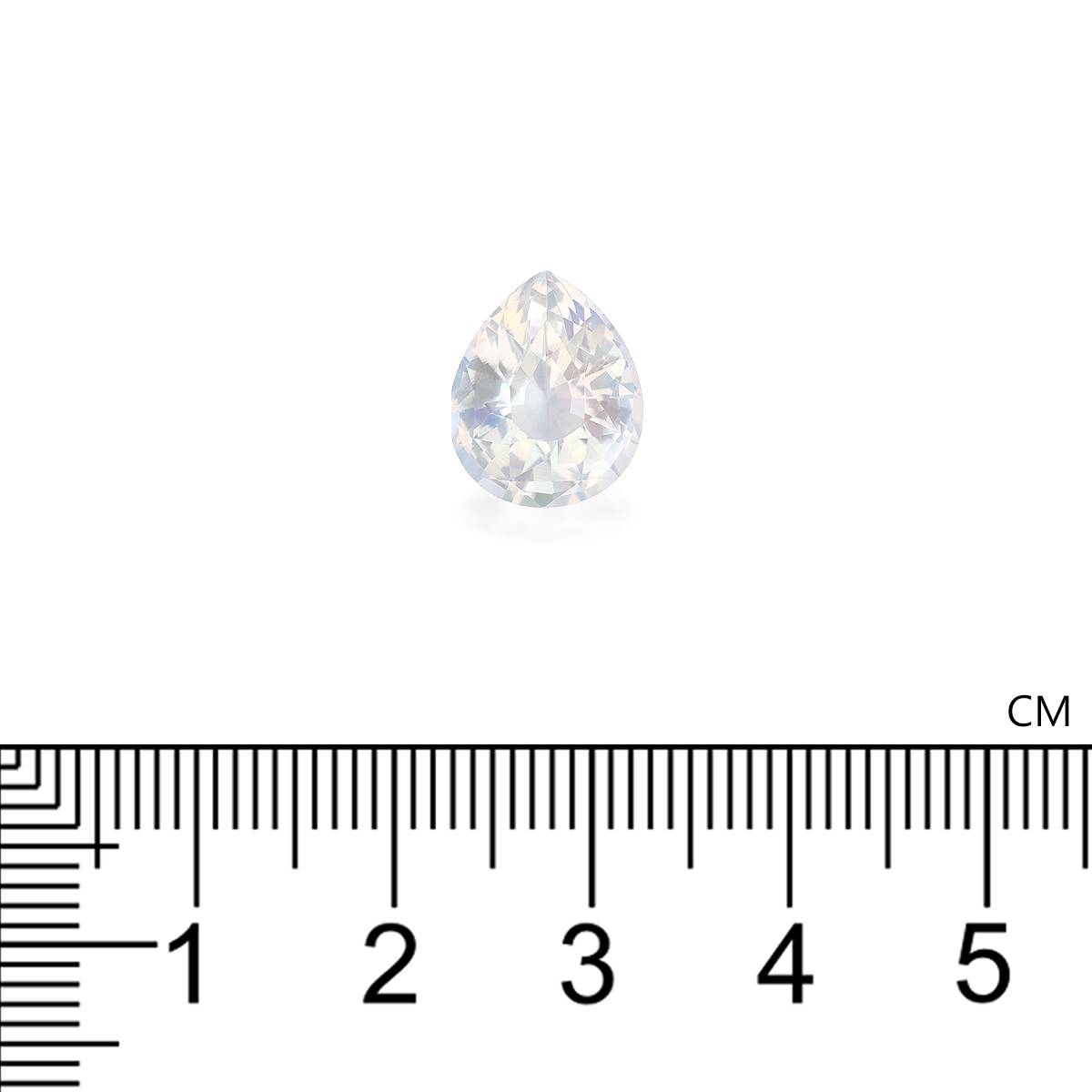 white rainbow moonstone, 4.38ct pear cut — view 4