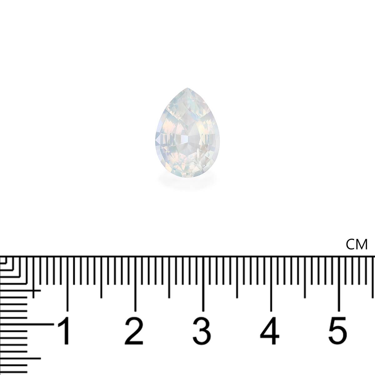 white rainbow moonstone, 4.29ct pear cut — view 4