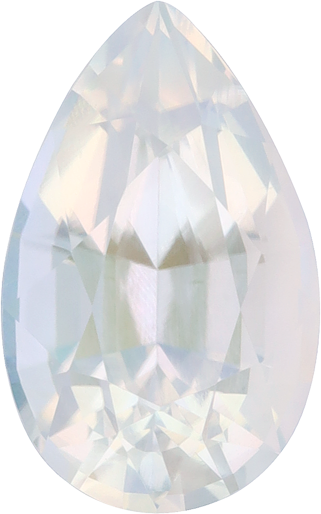 Pear cut rainbow moonstone, 12.89 by 8.07 mm, shown at actual size