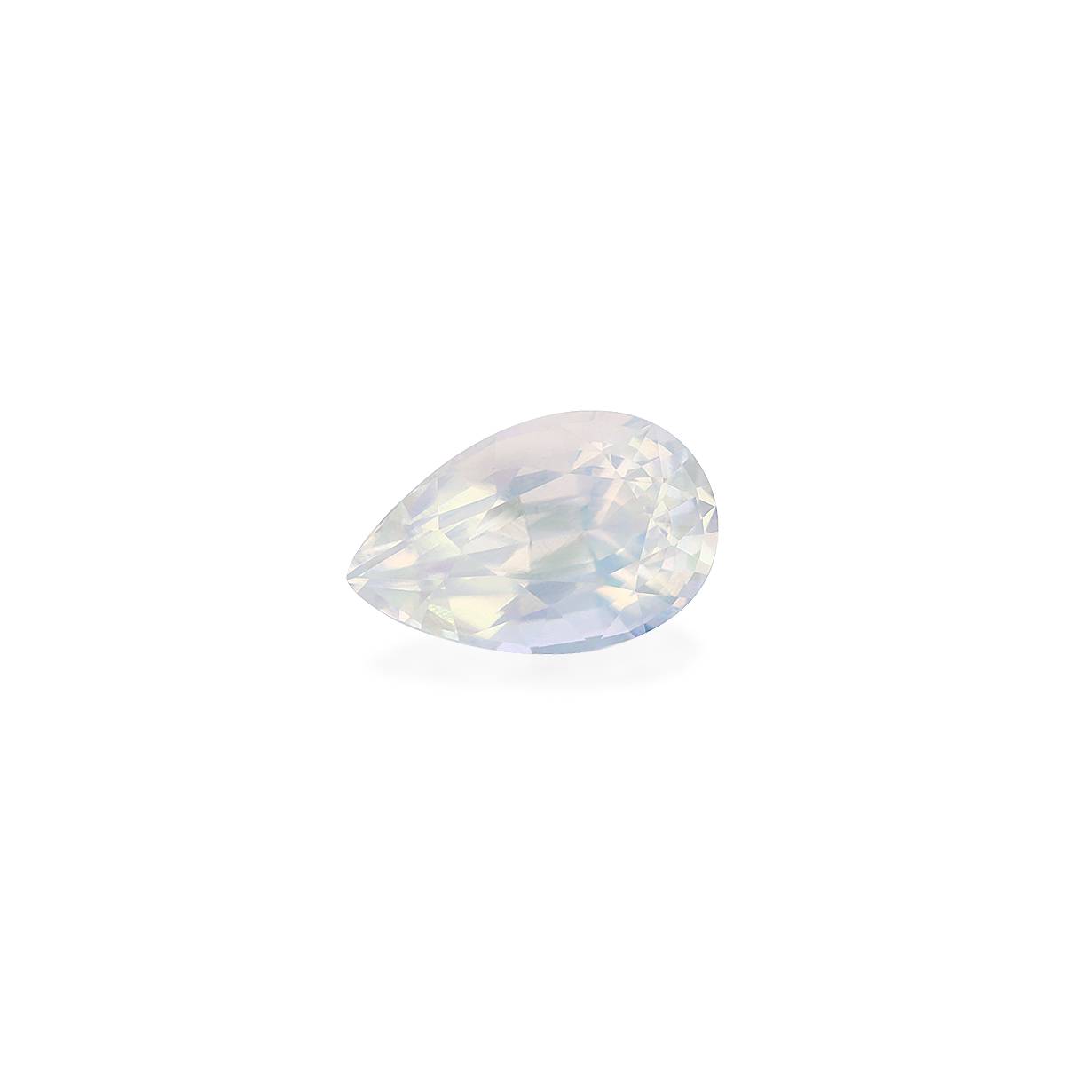 white rainbow moonstone, 3.67ct pear cut — view 3