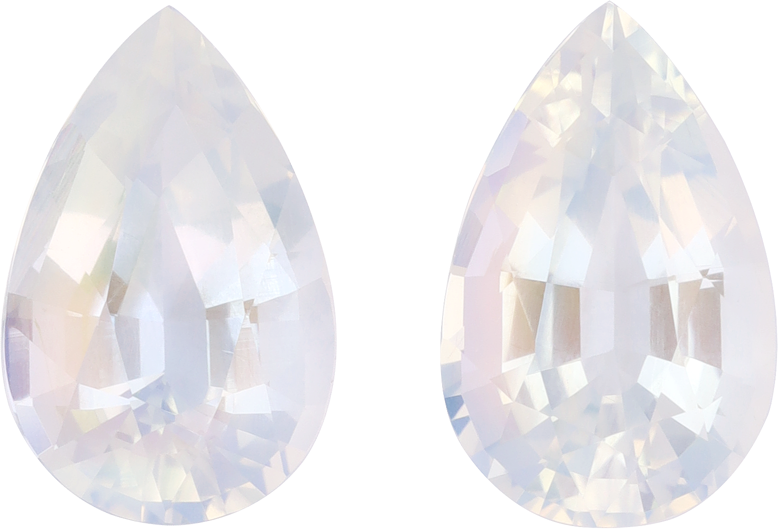 Pear cut rainbow moonstone, 13.95 by 8.99 mm, shown at actual size