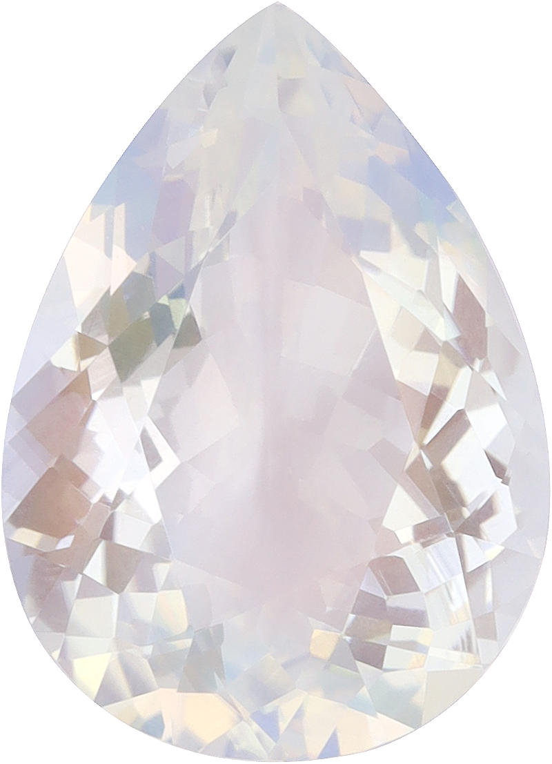 Pear cut rainbow moonstone, 16.13 by 11.66 mm, shown at actual size