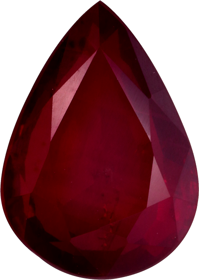 Pear cut mozambique ruby, 11.29 by 8.03 mm, shown at actual size
