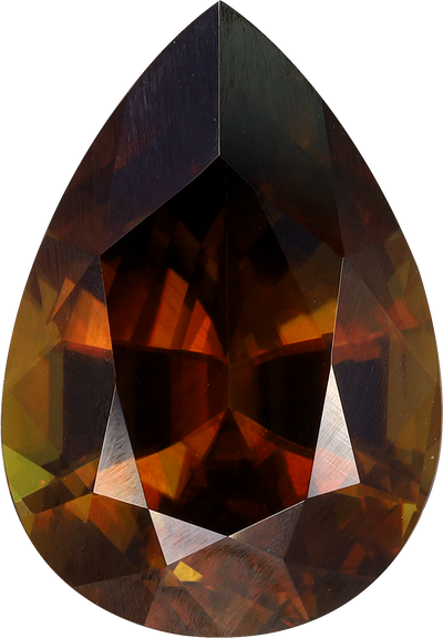 Pear cut sphene, 13.17 by 9.17 mm, shown at actual size
