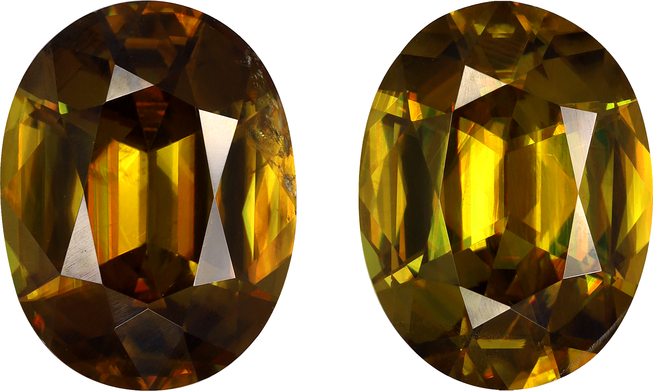 Oval cut sphene, 11.84 by 9.02 mm, shown at actual size