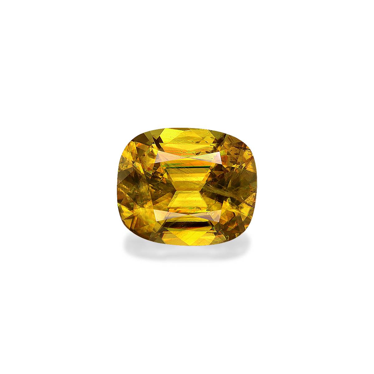 corn yellow sphene, 7.11ct cushion cut — main view