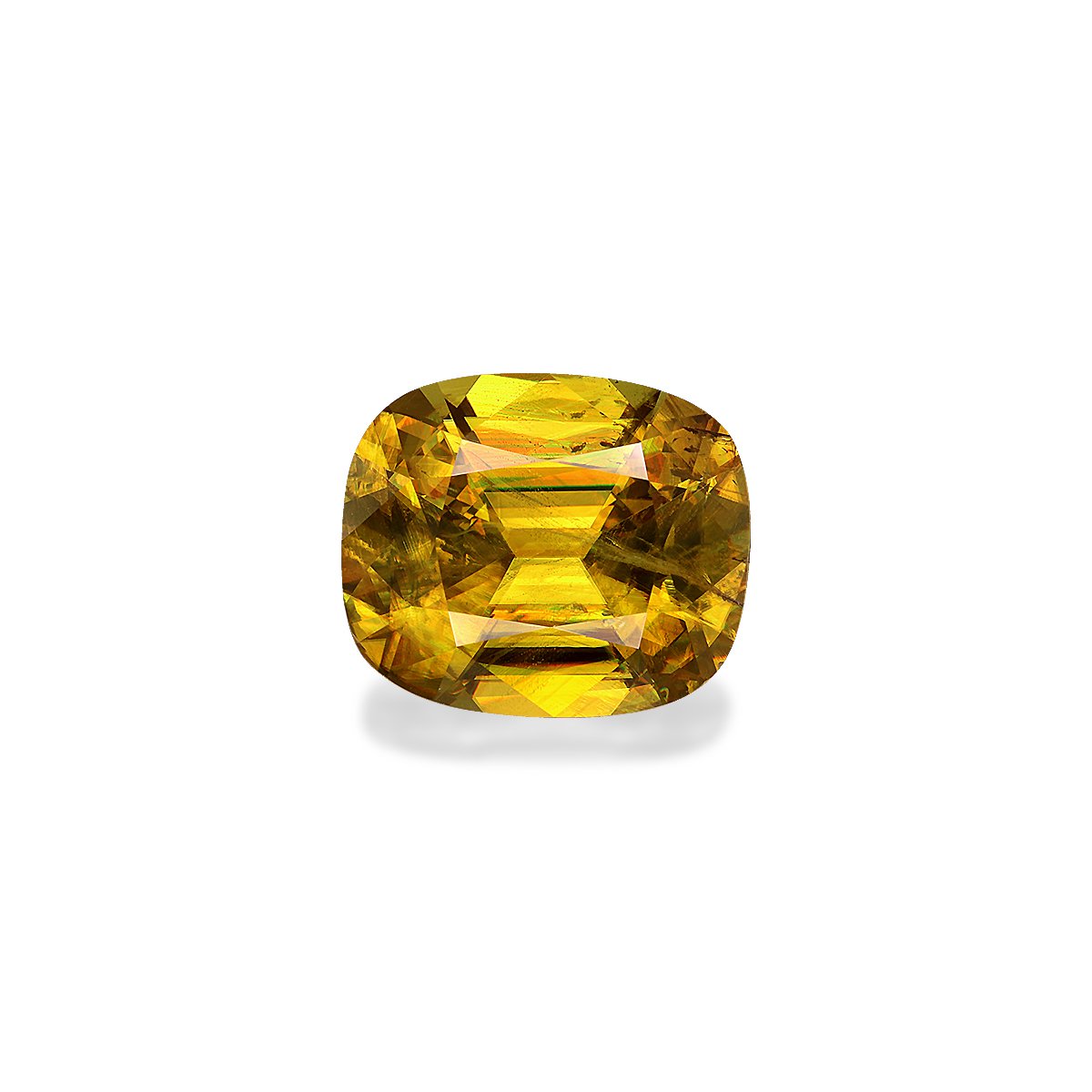 corn yellow sphene, 7.11ct cushion cut — main view