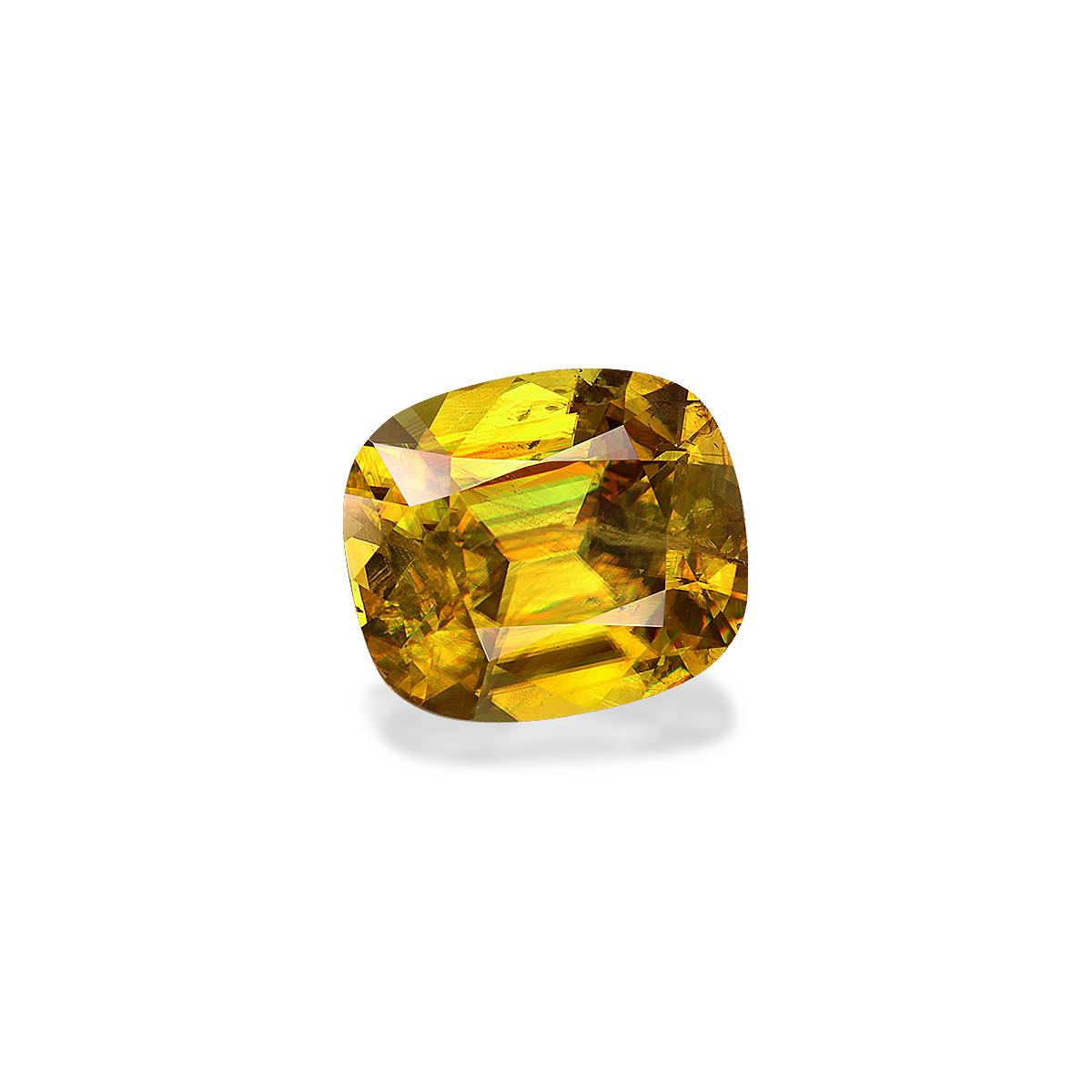 corn yellow sphene, 7.11ct cushion cut — view 3
