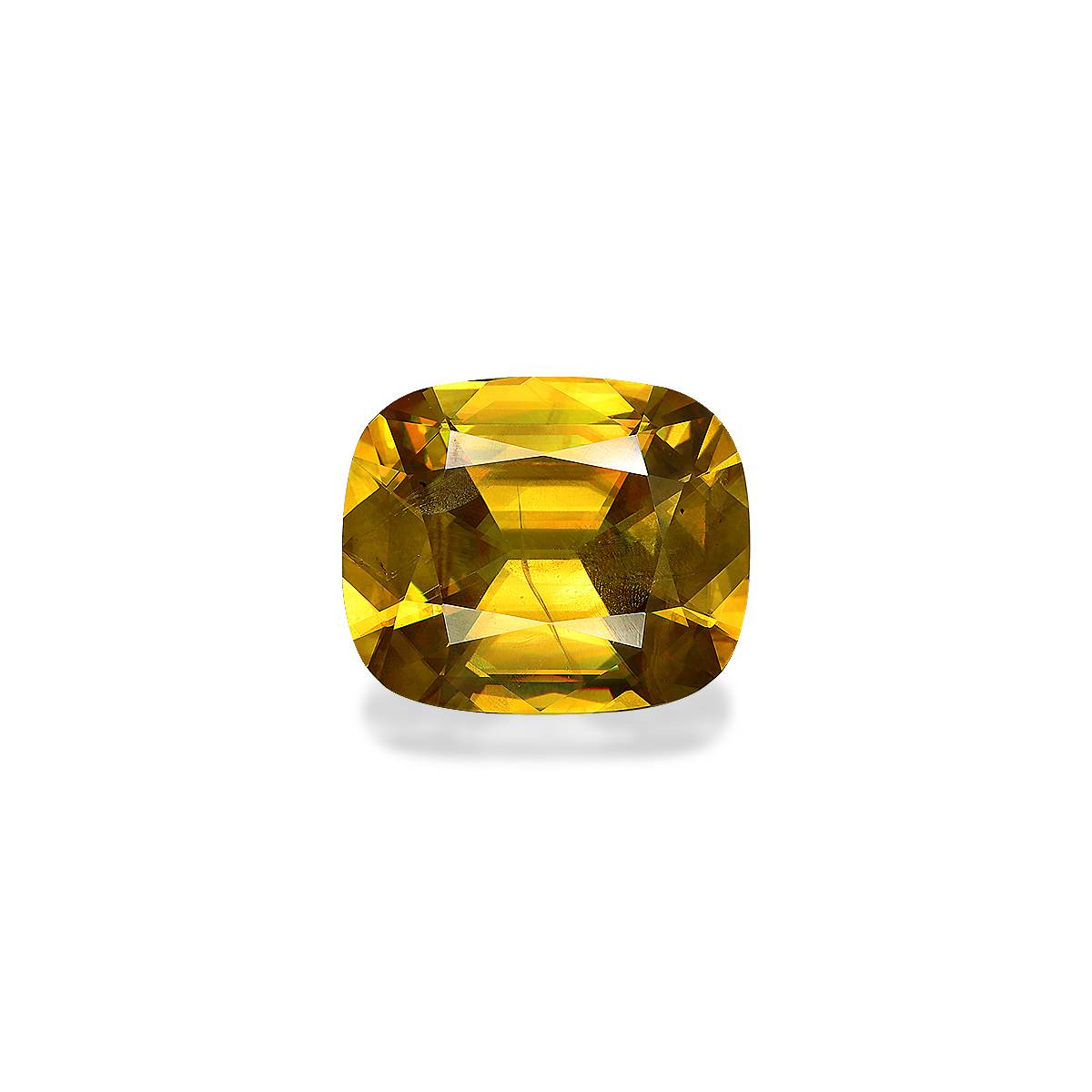 corn yellow sphene, 11.76ct cushion cut — main view