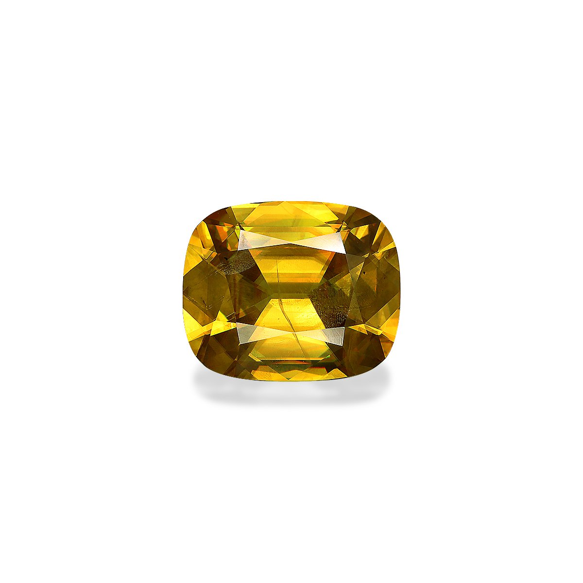 corn yellow sphene, 11.76ct cushion cut — main view