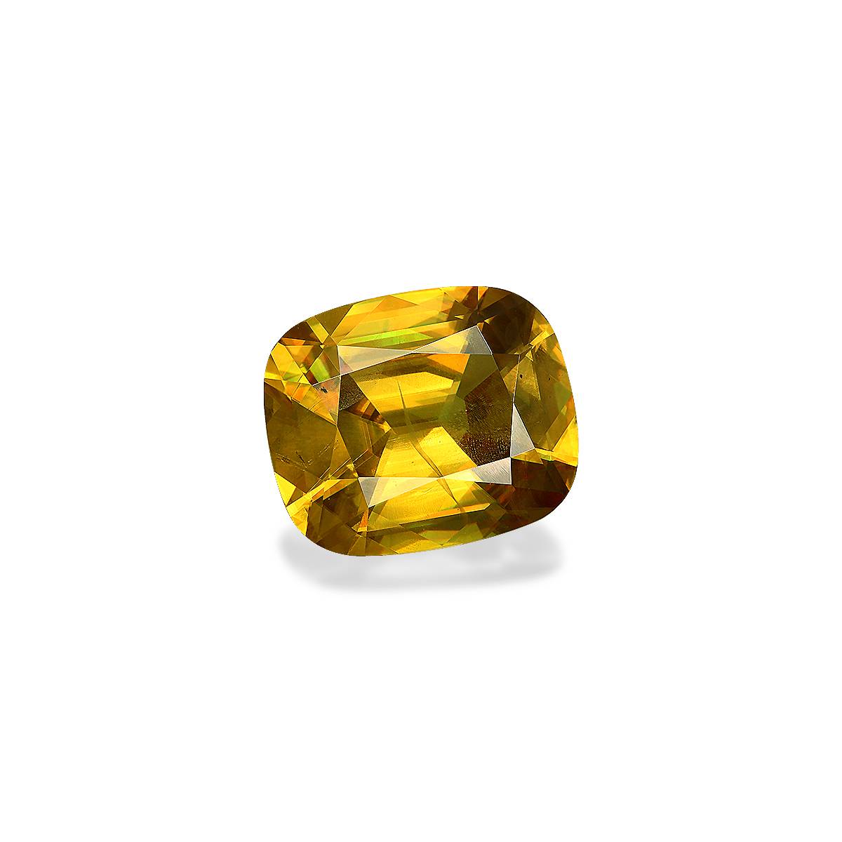 corn yellow sphene, 11.76ct cushion cut — view 3