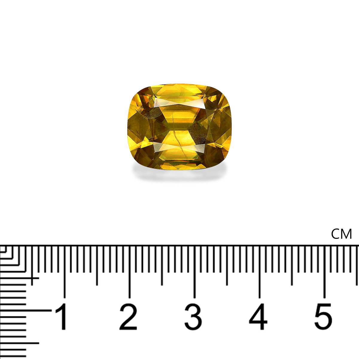 corn yellow sphene, 11.76ct cushion cut — view 4