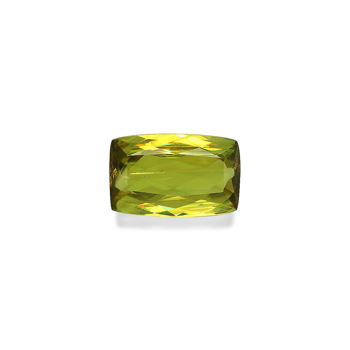 lime green sphene, 6.96ct cushion cut — main view