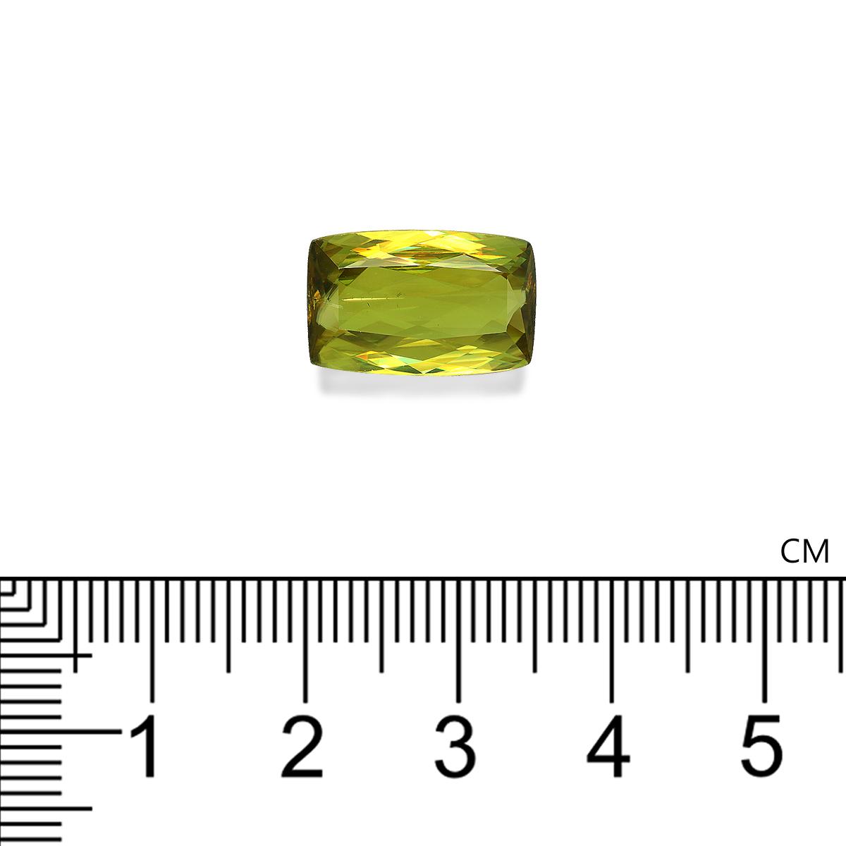 lime green sphene, 6.96ct cushion cut — view 4