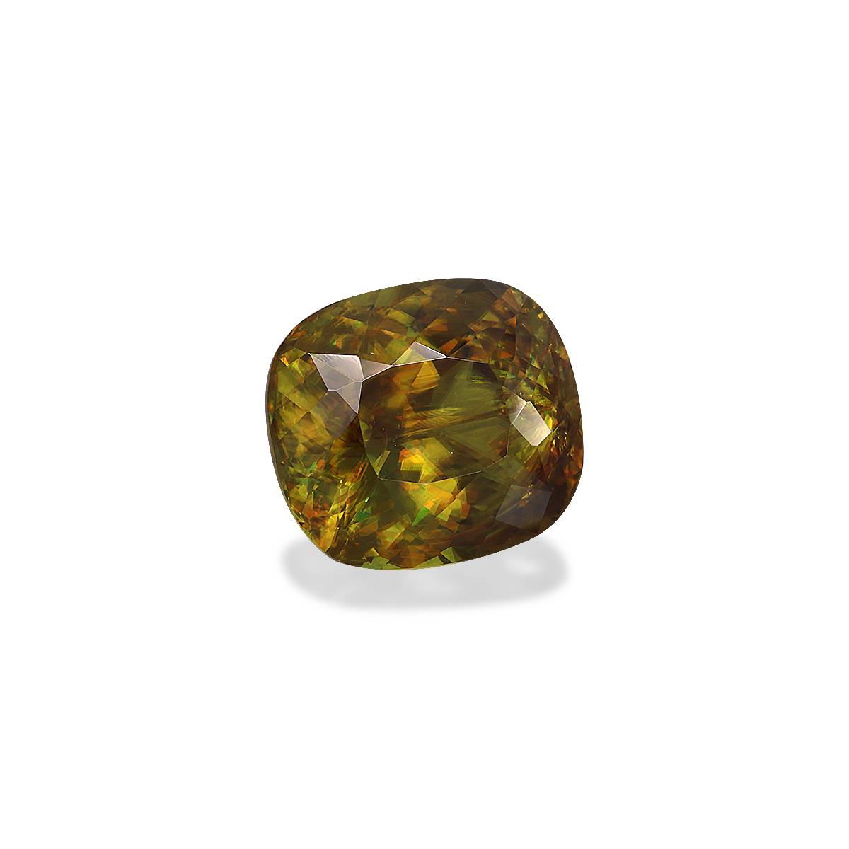 moss green sphene, 11.41ct cushion cut — view 3