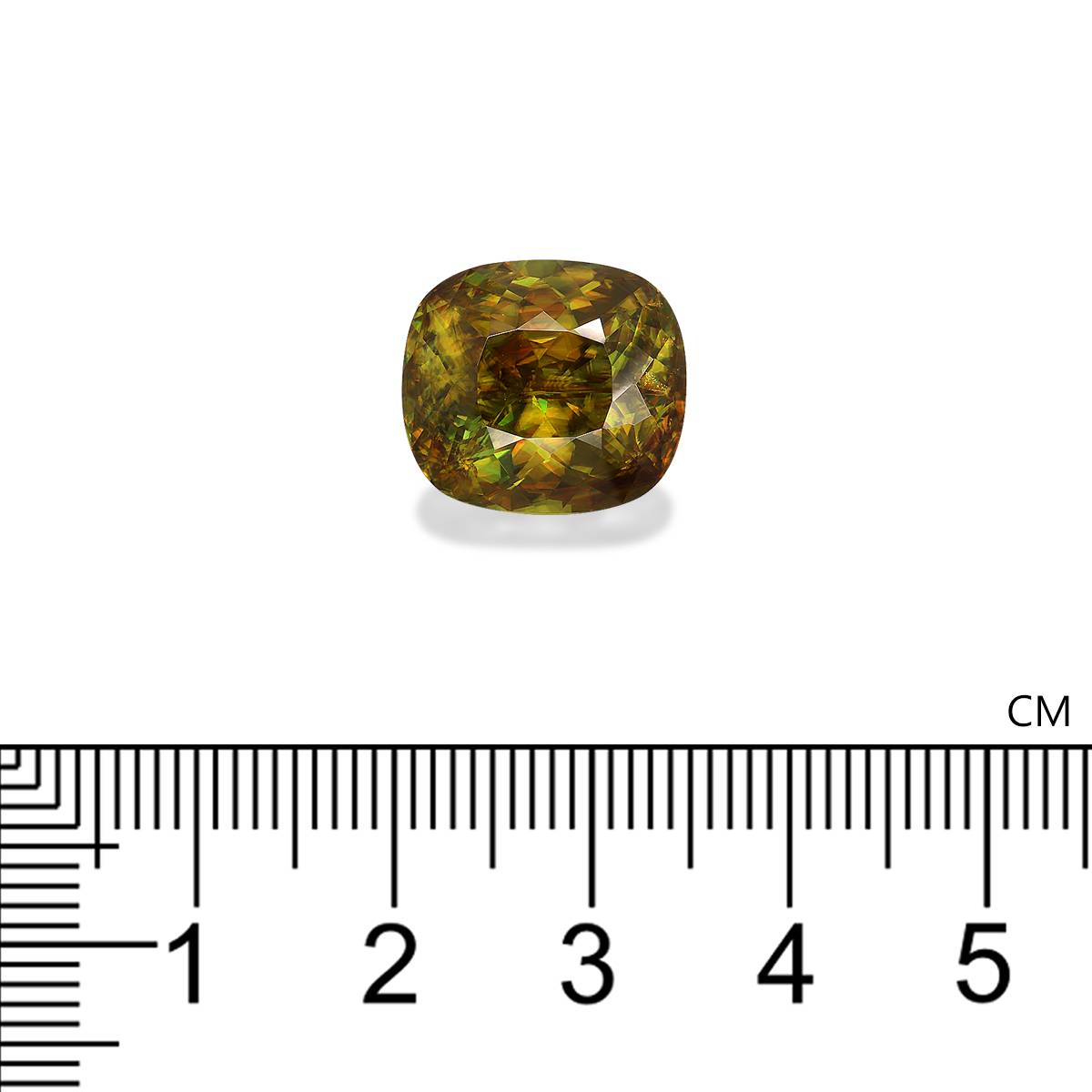 moss green sphene, 11.41ct cushion cut — view 4